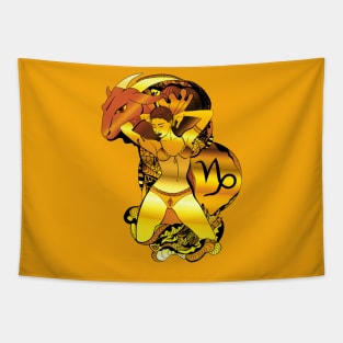 Gold Capricorn Beauty Tapestry