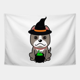 Cute grey dog is a witch Tapestry