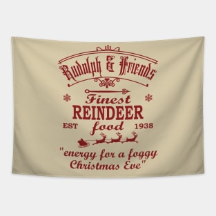 Rudolph & Friends, Finest Reindeer Food. "Energy for a foggy Christmas Eve" [Red] Tapestry