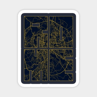 Rome, Italy City Map Typography - Gold Art Deco Magnet