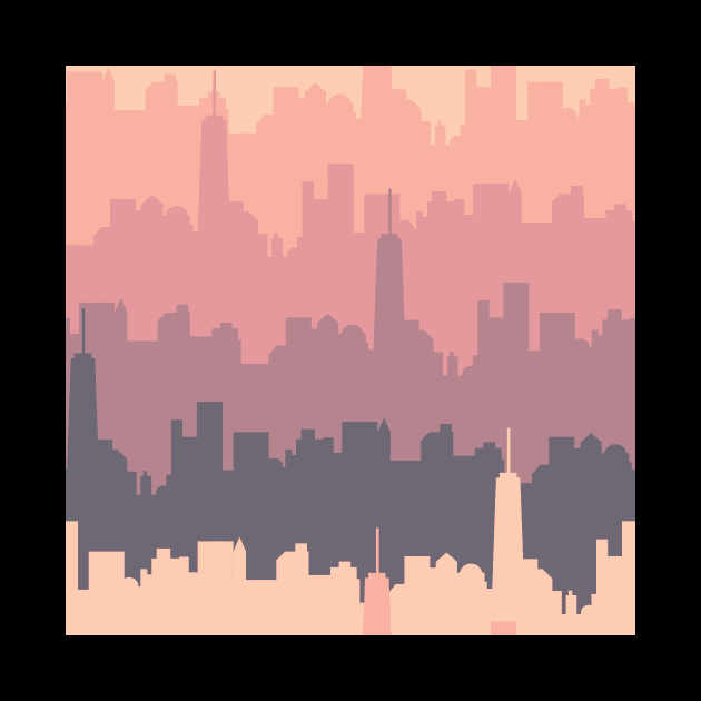 New York Pink Skyline Pattern by UnderwaterSky