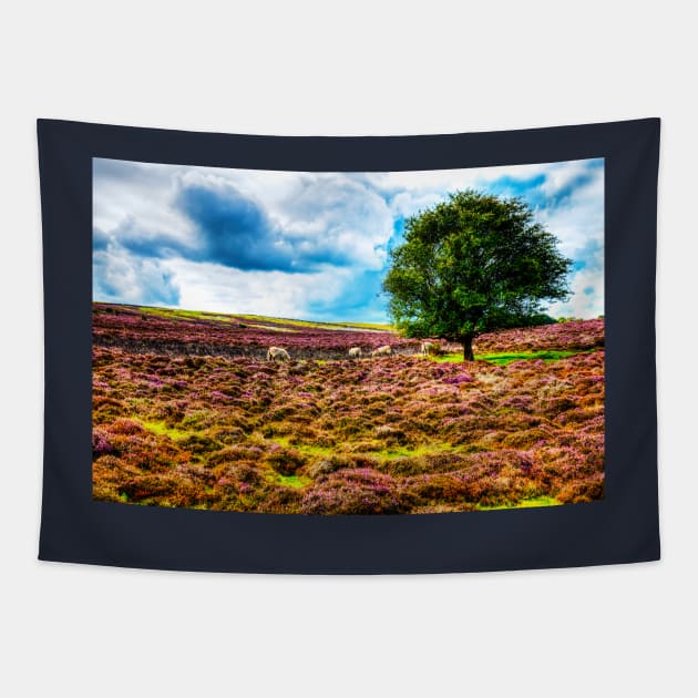 The Yorkshire Moors Sheep On The Purple Heather Tapestry by tommysphotos