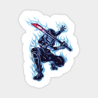 ninja awesome fighter and warrior Japanese design Magnet