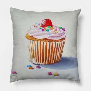 Cherry Cupcake painting Pillow