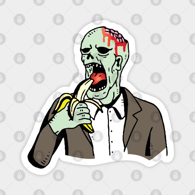 vegan zombie eating fruits and vegetables Magnet by lazykitty