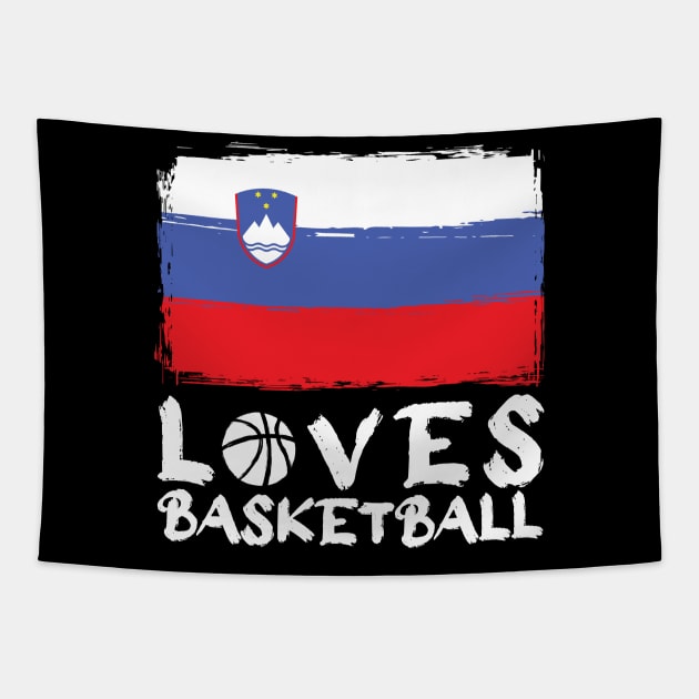 Slovenia Loves Basketball Tapestry by Arestration