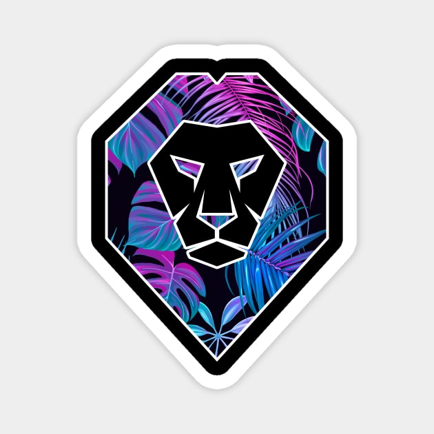 Tropical Pattern, Lion Head Shape, Floral Magnet by logiamerch