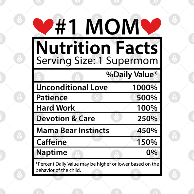 Mom Nutrition Facts, Mothers Day Gifts Mom Birthday Gifts from Daughter Son by DragonTees