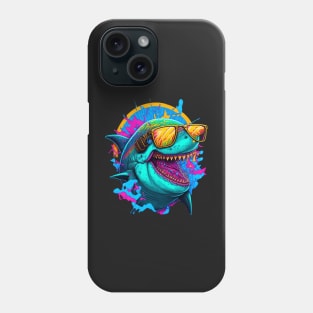 Synthwave/Retrowave neon SHARK with Glasses Phone Case