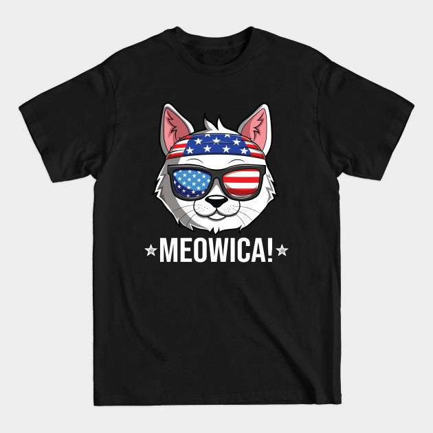 Discover Meowica Cat American Flag Sunglasses Patriotic 4th Of July - Meowica - T-Shirt