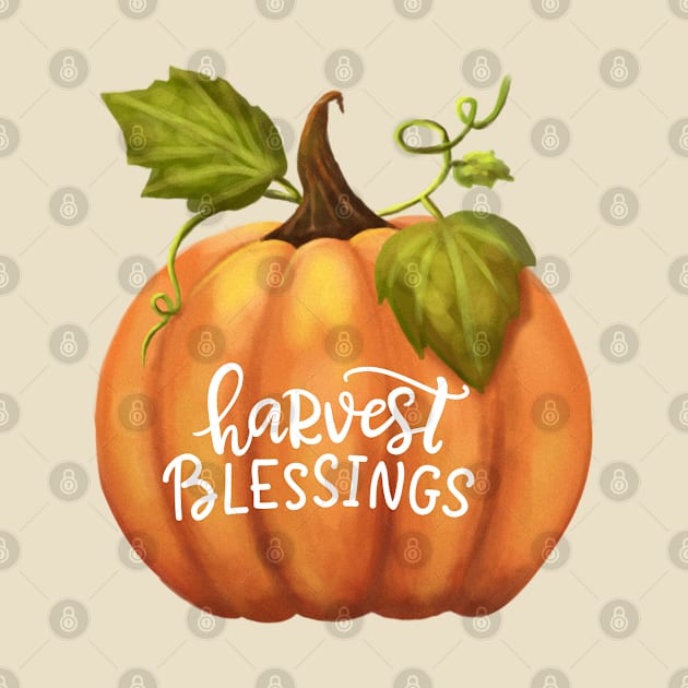 Harvest Blessings Fall Season Pumpkin Halloween Thanksgiving and Fall Color Lovers. by BellaPixel