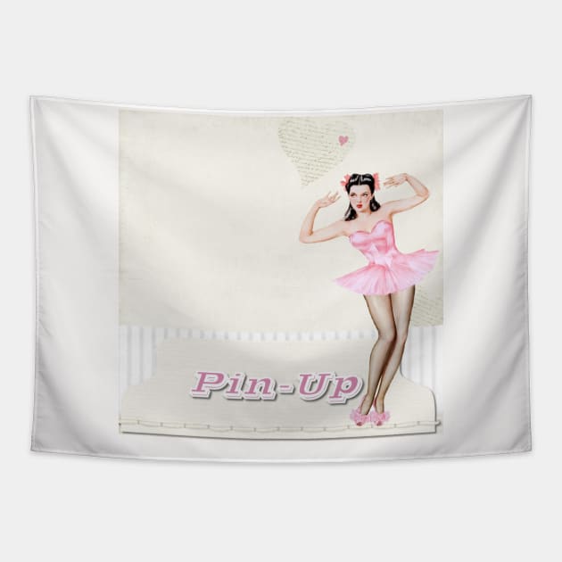 Vintage Pinup Girl Pin Up Retro Pin Up Girl Tapestry by DANPUBLIC