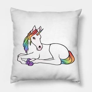 rainbow unicorn foal Pillow