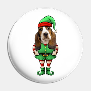 Basset Hound Christmas Elf Pin