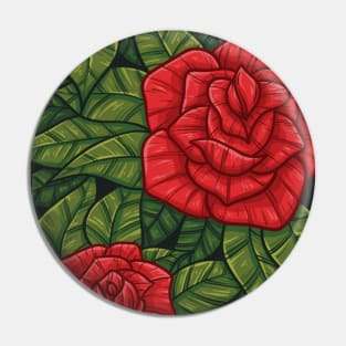 Vintage doodle illustration of Red Rose Pin