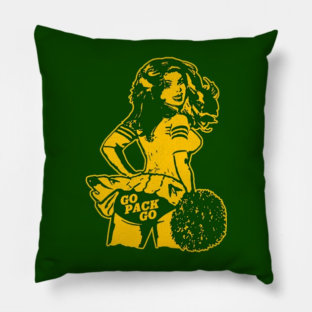 Green Bay Cheerleader Pillow by darklordpug