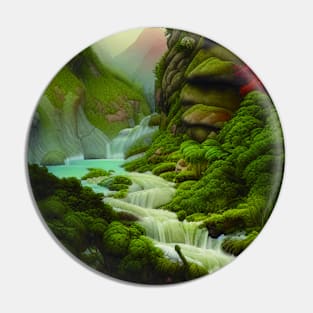 Beautiful River Under Mountains with Plants Pin