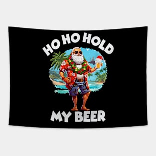 Christmas in July Summer Santa Sunglasses Ho Ho Hold My Beer Tapestry