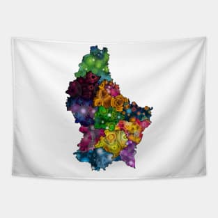Spirograph Patterned Luxembourg Districts Map Tapestry