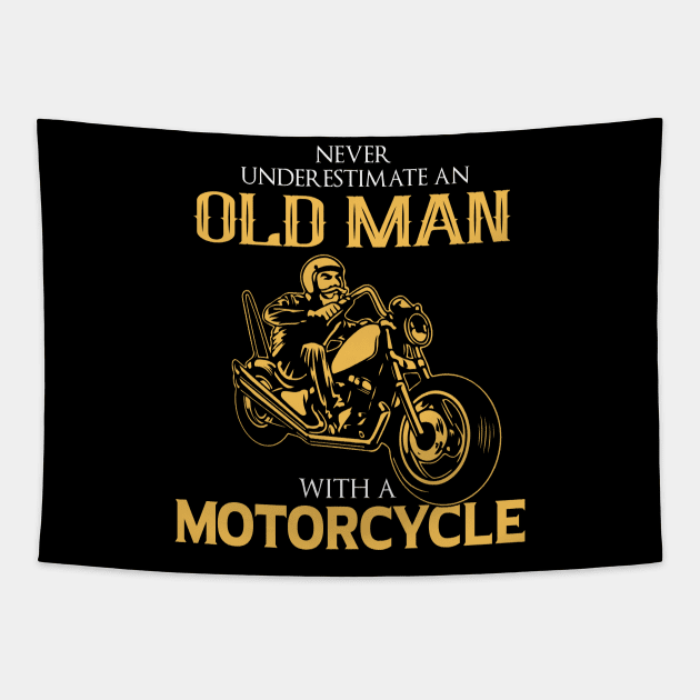 Never underestimate an old man with a motorcycle gift Tapestry by LutzDEsign