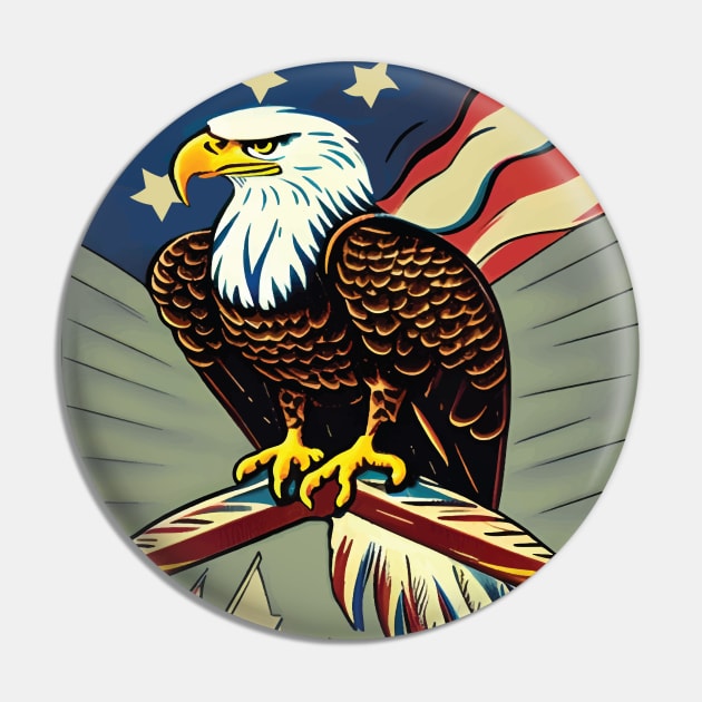 American Eagle Warrior - 4th Of July Celebration - Pin