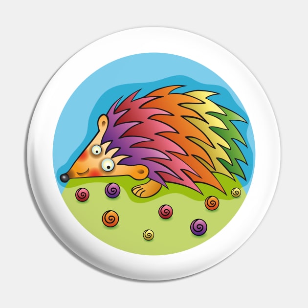 Colorful Hedgehog Pin by Myrarte