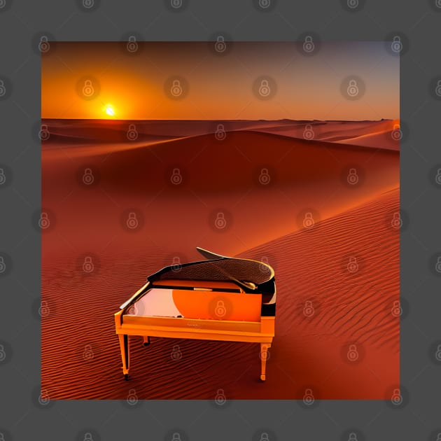 An Abstract Looking Piano Alone In The Sahara Desert At Sunrise. by Musical Art By Andrew