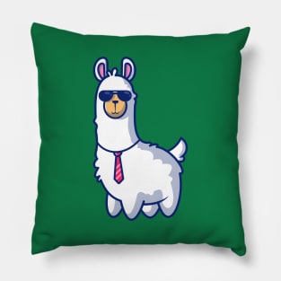 Cute Business Llama Cartoon Pillow