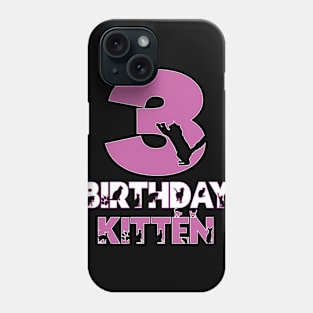 3rd Birthday Kitten Girl 3 Years Old Cute Cat Lover Party graphic Phone Case