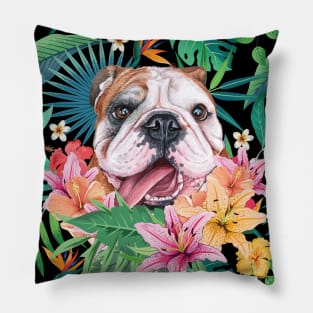 Tropical Red White English British Bulldog 2 Pillow