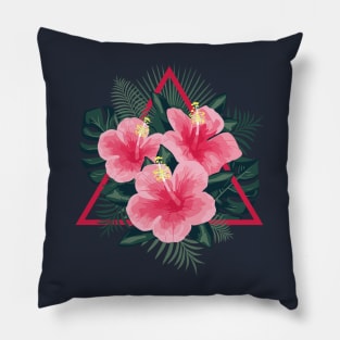 Tropical Flowers. Pink Hibiscus Pillow