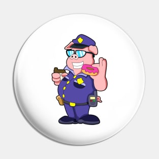 Pig as Police officer with Sunglasses & Donut Pin