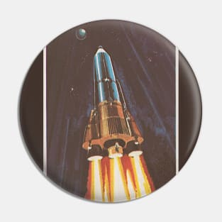 Retro moon rocket Pin