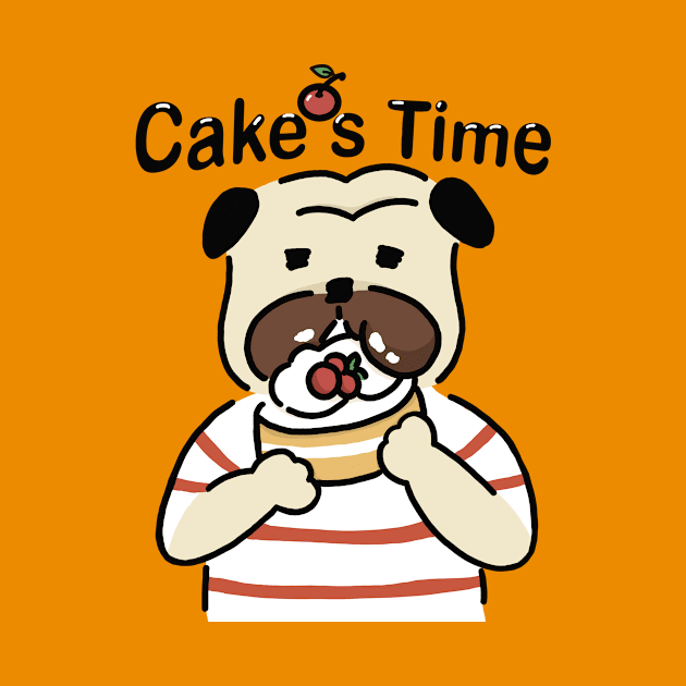 cartoon pug for pug lover and cake lover by LittleAdong