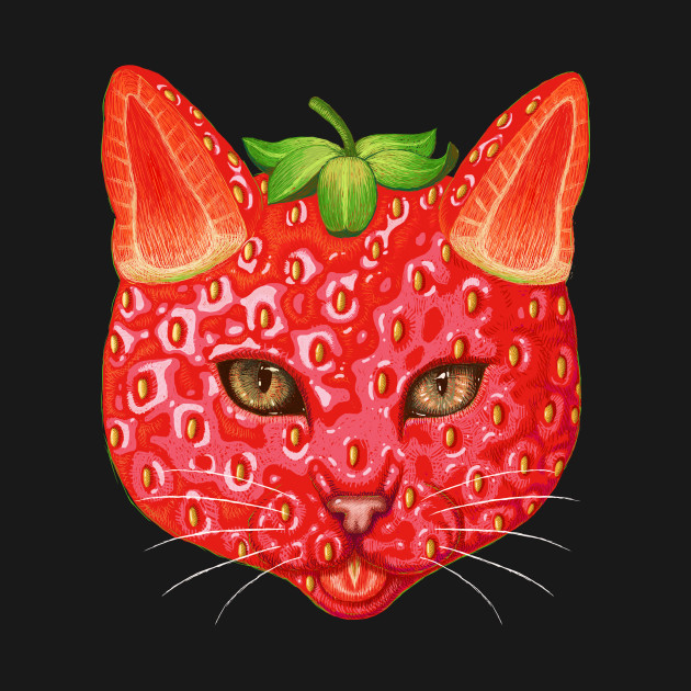 strawberry cat Cat Tapestry TeePublic