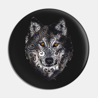 Swirly Wolf Pin