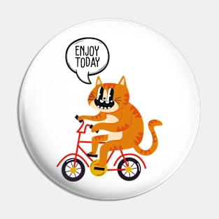 Cat Riding a Bike Pin