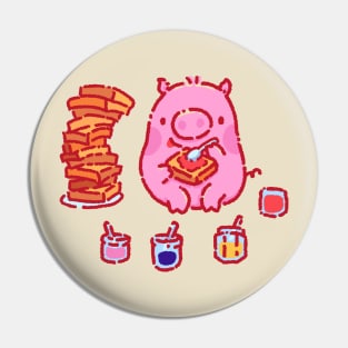 Little pig eating toast with jam Pin
