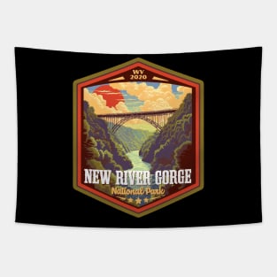 New River Gorge National Park Vintage WPA Style Outdoor Badge Tapestry