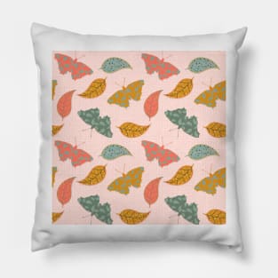 Butterflies and Leaves pink Pillow