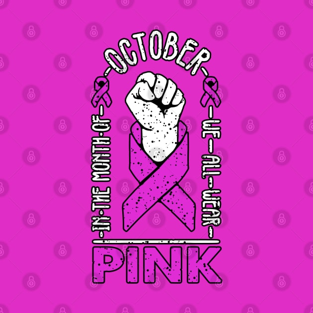 in october we wear pink breast cancer awareness month for women with breast cancer and breast cancer survivors who wear the pink ribbon by A Comic Wizard