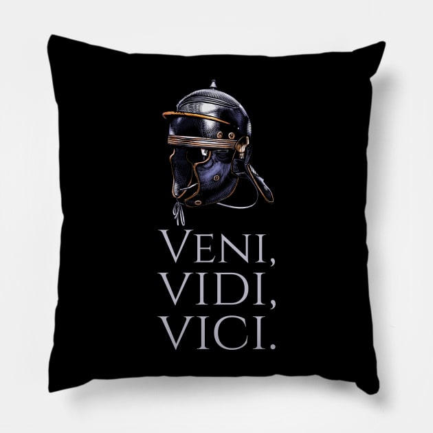 Veni Vidi Vici - Julius Caesar Quote - Roman Legion Helmet Pillow by Styr Designs