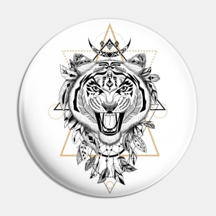 Tiger in aztec style Pin