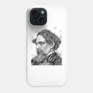 CHARLES DICKENS - ink portrait .2 Phone Case