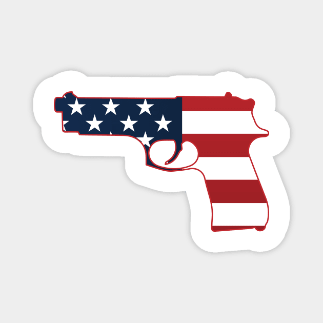 Semi-automatic Stars & Stripes Handgun Silhouette Magnet by hobrath