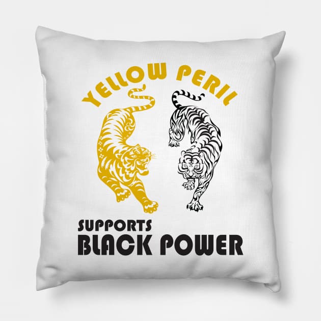 YEIIOW PERIL SUPPORTS BLACK POWER Pillow by RedLineStore