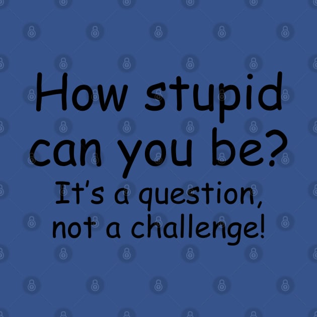 How Stupid Can You Be? It's a Question Not a Challenge! by PeppermintClover