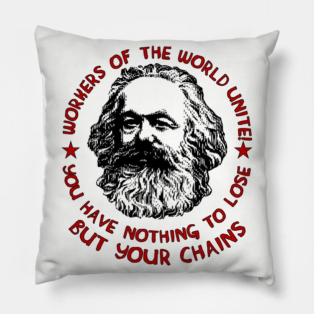 Workers Of The World Unite - Karl Marx Quote, Socialist, Leftist Pillow by SpaceDogLaika