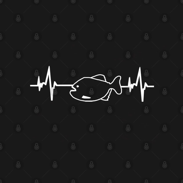 Piranha fan saying heartbeat EKG pulse predatory fish by FindYourFavouriteDesign