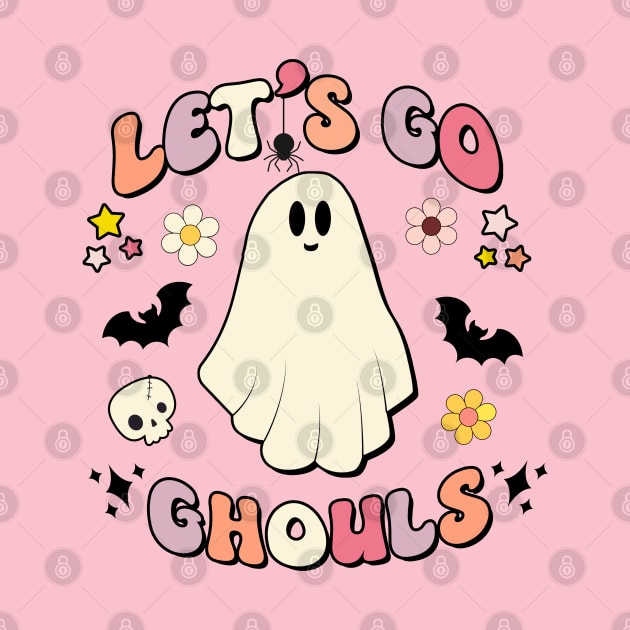 Kawaii Retro Halloween Ghost - Lets Go Ghouls Y2K by PUFFYP